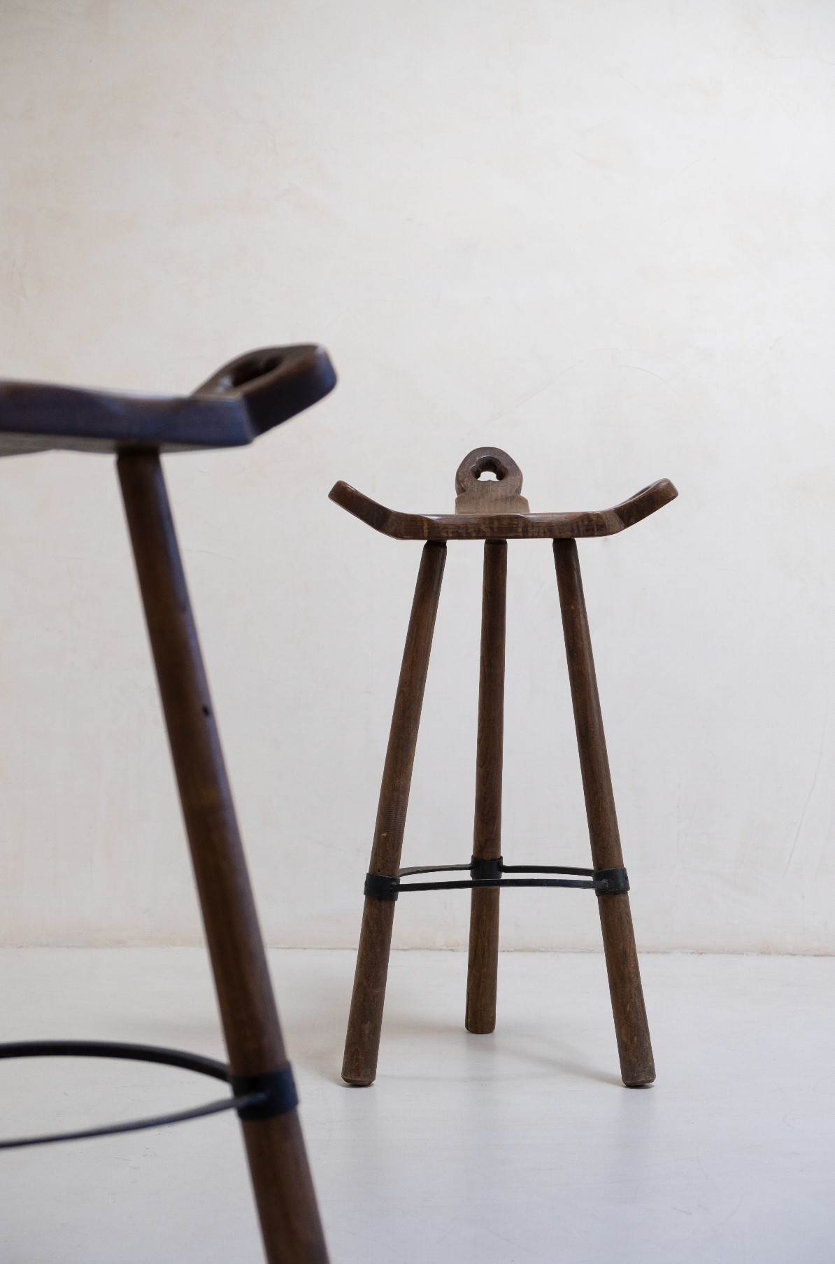 Birthing Primitive Bar Stools, Pair