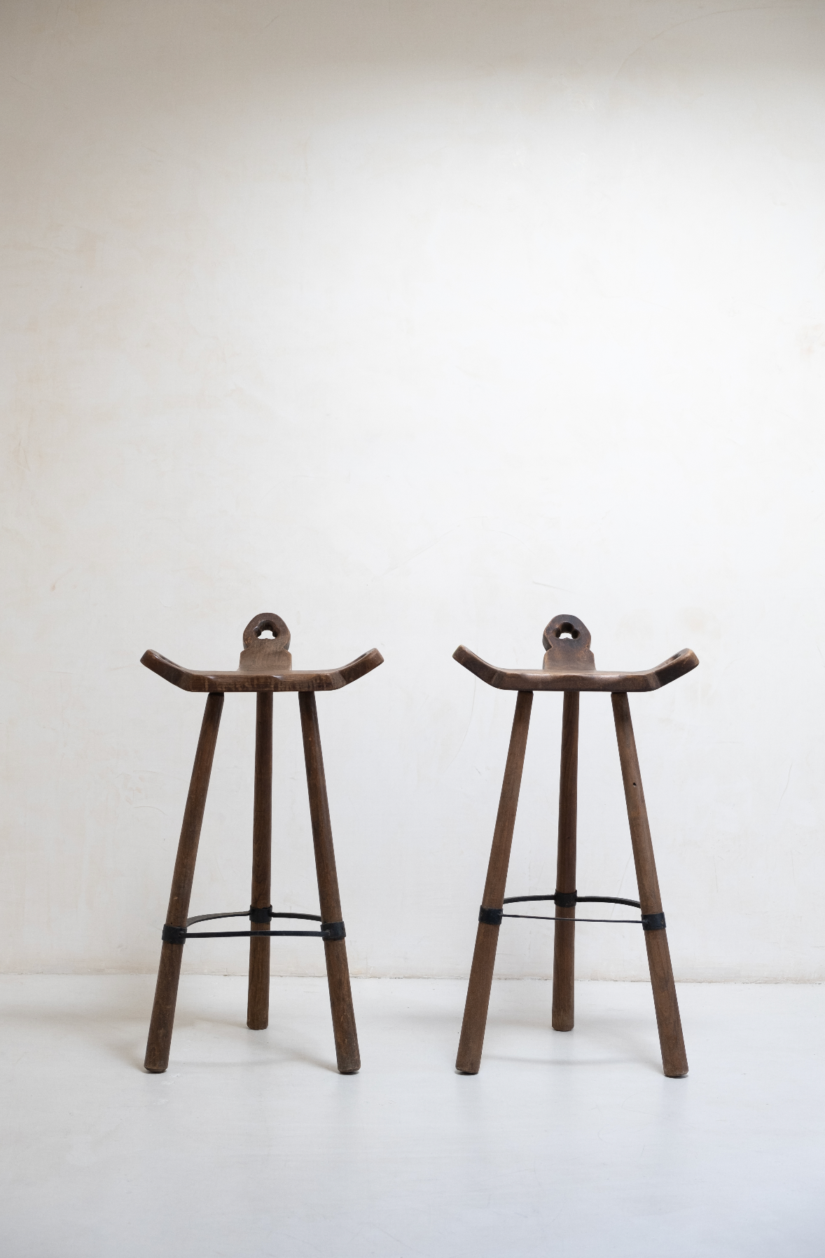 Birthing Primitive Bar Stools, Pair