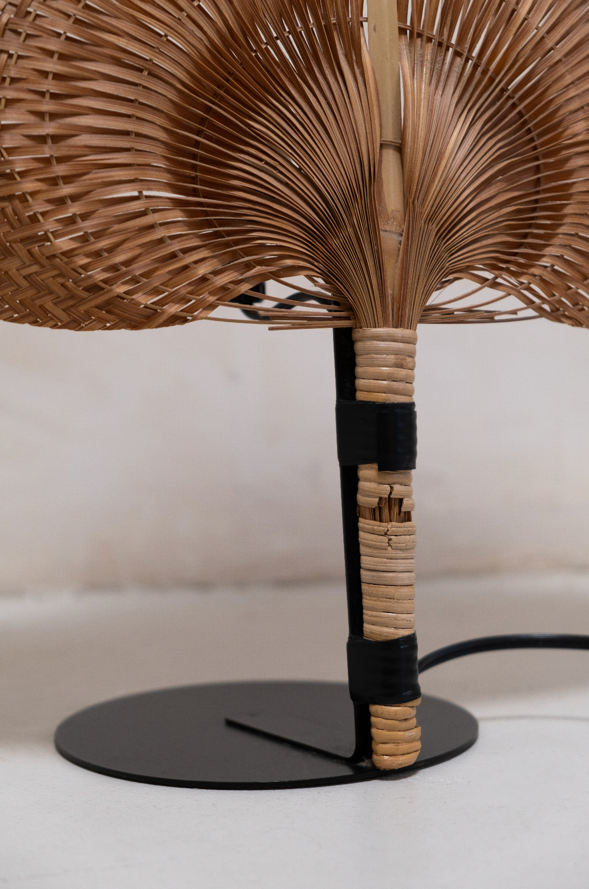 Fan Wicker Uchiwa Table Lamps by Ingo Maurer Uchiwa - Rare, Vintage Pair