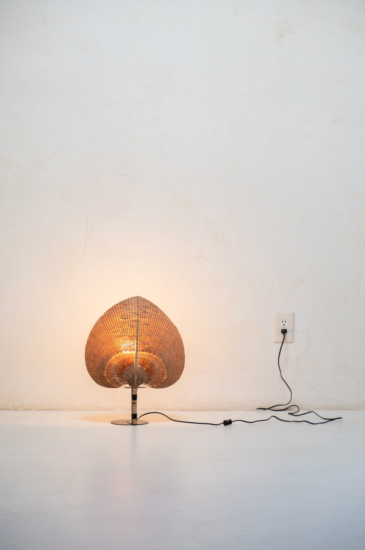Fan Wicker Uchiwa Table Lamps by Ingo Maurer Uchiwa - Rare, Vintage Pair